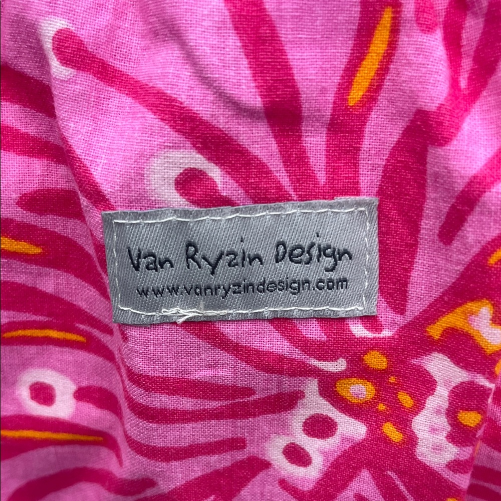 Van Ryzin Design Pink, Orange, & White Floral Cotton Fabric Skirt size Medium